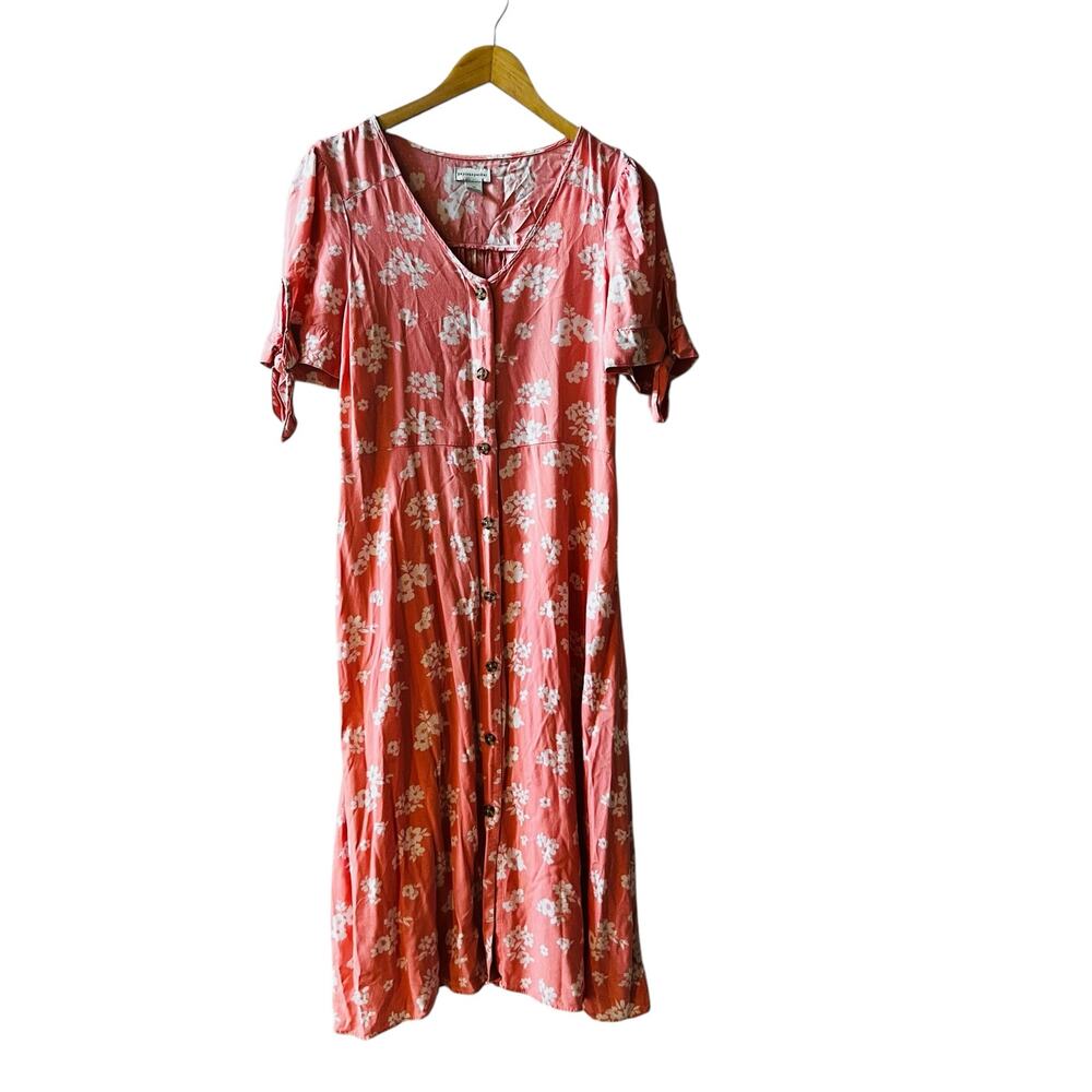 Peyton & Parker Floral Print Button Up Short Sleeve Dress Size M Medium
